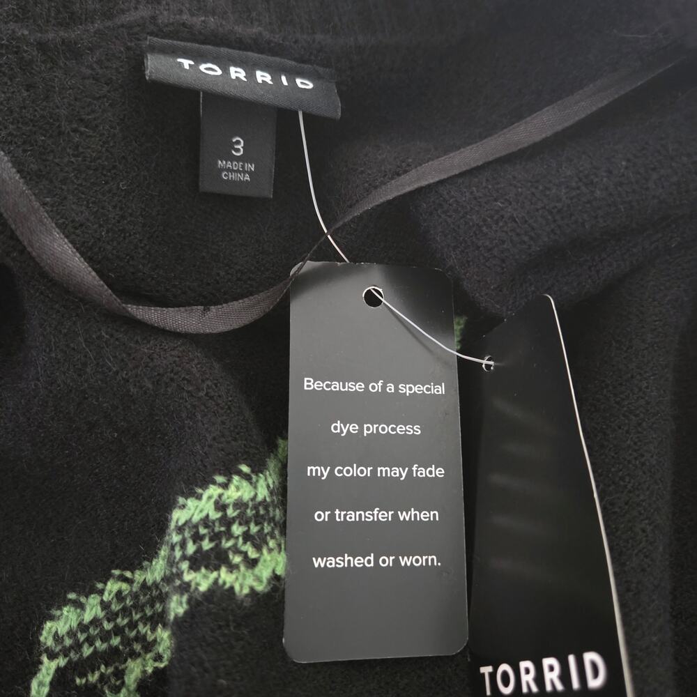 NWT Torrid | Open Front Drop Shoulder Rose Embroidered Cardigan Deep Black - Picture 9 of 11
